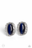 Shimmery Statement - Blue Clip-On Earrings - Paparazzi Accessories Clip-On Bedazzle Me Pretty Mobile Fashion Boutique