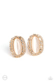 Shimmery Statement - Gold Clip-On Earrings - Paparazzi Accessories Clip-On Bedazzle Me Pretty Mobile Fashion Boutique