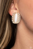 Shimmery Statement - Gold Clip-On Earrings - Paparazzi Accessories Clip-On Bedazzle Me Pretty Mobile Fashion Boutique