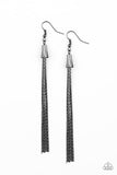 Shimmery Streamers - Black Earrings - Paparazzi Accessories Earrings Bedazzle Me Pretty Mobile Fashion Boutique