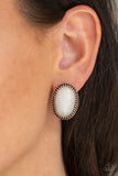 Shiny Sediment - Copper Earrings - Paparazzi Accessories Earrings Bedazzle Me Pretty Mobile Fashion Boutique