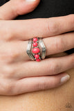 Show-Stopping Chevron - Pink Ring - Paparazzi Accessories Ring Bedazzle Me Pretty Mobile Fashion Boutique