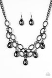 Show-Stopping Shimmer - Black Necklace - Paparazzi Accessories Necklace Bedazzle Me Pretty Mobile Fashion Boutique