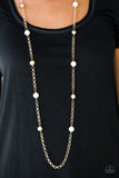 Showroom Shimmer - Gold Necklace - Paparazzi Accessories Necklace Bedazzle Me Pretty Mobile Fashion Boutique