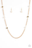 Showroom Shimmer - Gold Necklace - Paparazzi Accessories Necklace Bedazzle Me Pretty Mobile Fashion Boutique