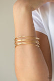 Showstopping Sheen - Gold Bracelet - Paparazzi Accessories Bracelet Bedazzle Me Pretty Mobile Fashion Boutique