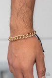 Sideline - Gold Mens Bracelet - Paparazzi Accessories Mens Bracelet Bedazzle Me Pretty Mobile Fashion Boutique