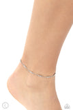 Simple Sass - White Anklet - Paparazzi Accessories Anklet Bedazzle Me Pretty Mobile Fashion Boutique