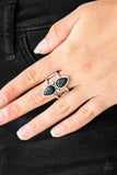 Simply Saharan - Black Ring - Paparazzi Accessories Ring Bedazzle Me Pretty Mobile Fashion Boutique