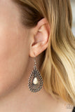 Simply Sedimentary - White Earrings - Paparazzi Accessories Earrings Bedazzle Me Pretty Mobile Fashion Boutique