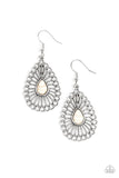 Simply Sedimentary - White Earrings - Paparazzi Accessories Earrings Bedazzle Me Pretty Mobile Fashion Boutique