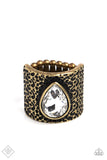 Singed Shape - Brass Ring - Paparazzi Accessories Ring Bedazzle Me Pretty Mobile Fashion Boutique