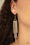 Singing in the REIGN - Gold Earrings - Paparazzi Accessories Earrings Bedazzle Me Pretty Mobile Fashion Boutique