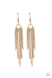 Singing in the REIGN - Gold Earrings - Paparazzi Accessories Earrings Bedazzle Me Pretty Mobile Fashion Boutique