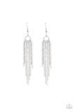 Singing in the REIGN - White Earrings - Paparazzi Accessories Earrings Bedazzle Me Pretty Mobile Fashion Boutique