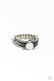 Sinuous Spotlight - White Ring - Paparazzi Accessories Ring Bedazzle Me Pretty Mobile Fashion Boutique