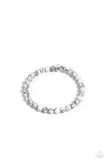 Sinuous Stones - White Bracelet - Paparazzi Accessories Bracelet Bedazzle Me Pretty Mobile Fashion Boutique