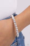 Sinuous Stones - White Bracelet - Paparazzi Accessories Bracelet Bedazzle Me Pretty Mobile Fashion Boutique