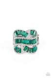 Six-Figure Flex - Green Ring - Paparazzi Accessories Ring Bedazzle Me Pretty Mobile Fashion Boutique