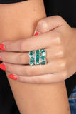 Six-Figure Flex - Green Ring - Paparazzi Accessories Ring Bedazzle Me Pretty Mobile Fashion Boutique