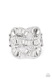 Six-Figure Flex - White Ring - Paparazzi Accessories Ring Bedazzle Me Pretty Mobile Fashion Boutique