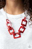 Sizzle Sizzle - Red Necklace - Paparazzi Accessories Necklace Bedazzle Me Pretty Mobile Fashion Boutique