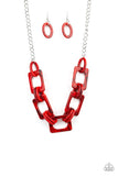Sizzle Sizzle - Red Necklace - Paparazzi Accessories Necklace Bedazzle Me Pretty Mobile Fashion Boutique