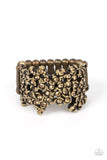 Sizzling Shimmer - Brass Ring - Paparazzi Accessories Ring Bedazzle Me Pretty Mobile Fashion Boutique