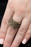 Sizzling Shimmer - Brass Ring - Paparazzi Accessories Ring Bedazzle Me Pretty Mobile Fashion Boutique