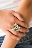 Sky High Butterfly - Brass Ring - Paparazzi Accessories Ring Bedazzle Me Pretty Mobile Fashion Boutique4/22