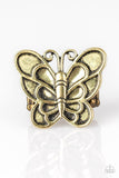 Sky High Butterfly - Brass Ring - Paparazzi Accessories Ring Bedazzle Me Pretty Mobile Fashion Boutique4/22