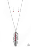 Sky Quest - Red Necklace - Paparazzi Accessories Necklace Bedazzle Me Pretty Mobile Fashion Boutique