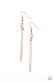 Skyscraping Shimmer - Copper Earrings - Paparazzi Accessories Earrings Bedazzle Me Pretty Mobile Fashion Boutique