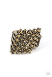 Slanted Smolder - Brass Ring - Paparazzi Accessories Ring Bedazzle Me Pretty Mobile Fashion Boutique