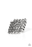 Slanted Smolder - Silver Ring - Paparazzi Accessories Ring Bedazzle Me Pretty Mobile Fashion Boutique