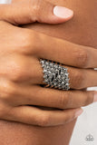 Slanted Smolder - Silver Ring - Paparazzi Accessories Ring Bedazzle Me Pretty Mobile Fashion Boutique
