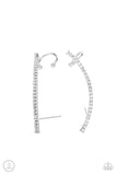 Sleekly Shimmering - White Post Earrings - Paparazzi Accessories Post Earrings FS-Bedazzle Me Pretty Mobile Fashion Boutique