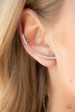 Sleekly Shimmering - White Post Earrings - Paparazzi Accessories Post Earrings FS-Bedazzle Me Pretty Mobile Fashion Boutique