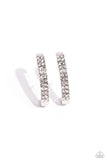 Sliding Series - White Post Earrings - Paparazzi Accessories Post Earrings Bedazzle Me Pretty Mobile Fashion Boutique