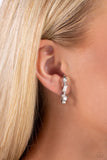 Sliding Shimmer - White Post Earrings - Paparazzi Accessories Post Earrings Bedazzle Me Pretty Mobile Fashion Boutique