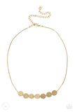 Slimmer Glimmer - Brass Necklace - Paparazzi Accessories Necklace Bedazzle Me Pretty Mobile Fashion Boutique