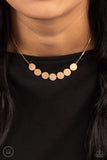 Slimmer Glimmer - Gold Necklace - Paparazzi Accessories Necklace Bedazzle Me Pretty Mobile Fashion Boutique