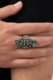 Smoky Smolder - Green Ring - Paparazzi Accessories Ring Bedazzle Me Pretty Mobile Fashion Boutique
