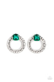 Smoldering Scintillation - Green Post Earrings - Paparazzi Accessories Post Earrings Bedazzle Me Pretty Mobile Fashion Boutique