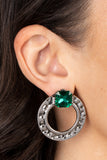 Smoldering Scintillation - Green Post Earrings - Paparazzi Accessories Post Earrings Bedazzle Me Pretty Mobile Fashion Boutique