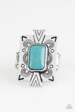 So Smithsonian (Stone Cold Couture) - Blue Ring - Paparazzi Accessories Ring Bedazzle Me Pretty Mobile Fashion Boutique