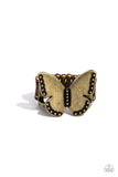 Soaring Santa Fe - Brass Ring - Paparazzi Accessories Ring Bedazzle Me Pretty Mobile Fashion Boutique