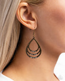 Sojourn Shimmer - Brass Earrings - Paparazzi Accessories Earrings Bedazzle Me Pretty Mobile Fashion Boutique