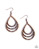 Sojourn Shimmer - Copper Earrings - Paparazzi Accessories Earrings Bedazzle Me Pretty Mobile Fashion Boutique