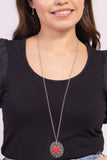 Solar Stunner - Red Necklace - Paparazzi Accessories Necklace Bedazzle Me Pretty Mobile Fashion Boutique